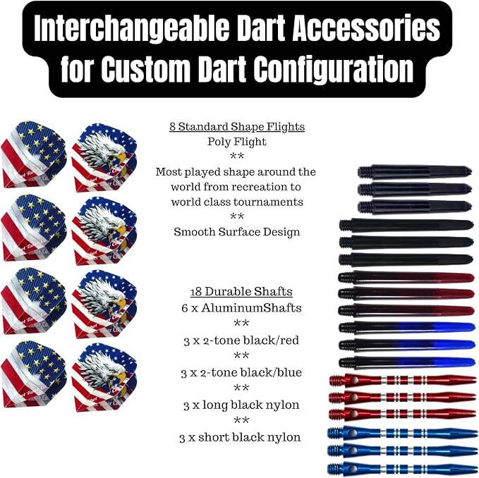 Steel Tip Darts Set - Professional Darts Steel Tip for Dartboard - Includes Brass Barrels + Plastic & Aluminum Shafts + Rubber O'Rings + Flights + Darts Sharpener + Wrench