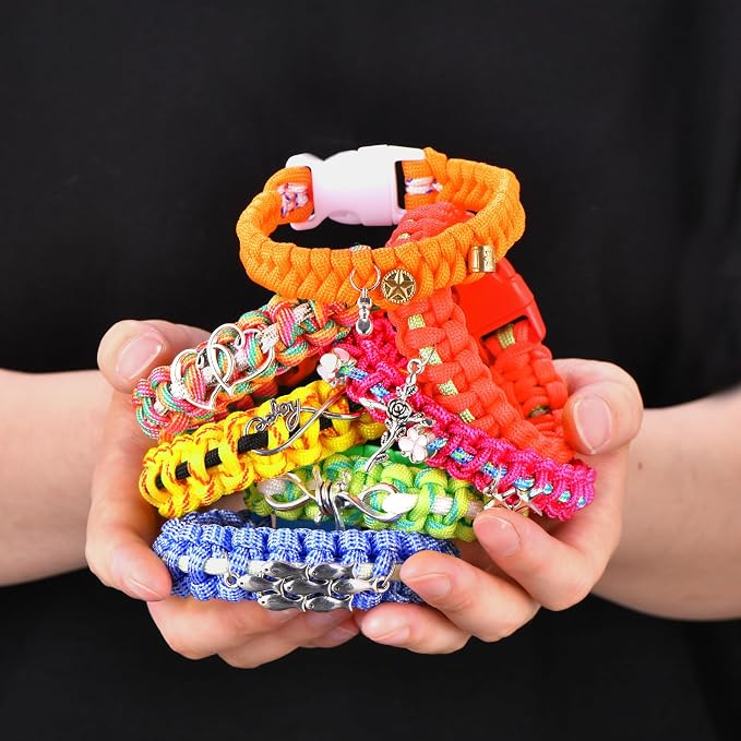 WEREWOLVES Paracord Bracelet Jig Kit - 4MM, 3MM, 2MM Parachute Combo Kit, 10FT Rope Complete Accessories and Paracord Jig Bracelet Maker (Luck, 10FT-35 Color)