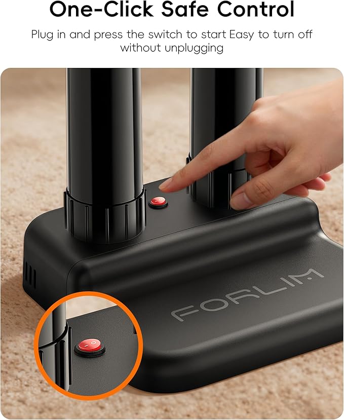 FORLIM Boot Dryer for Work Boots, Energy-Efficient & Silent Boot Warmer, No Fan No Noise Portable Design,Helps Reduce Odor, Low Heat Shoe Dryer for Home Outdoor Use(Black)