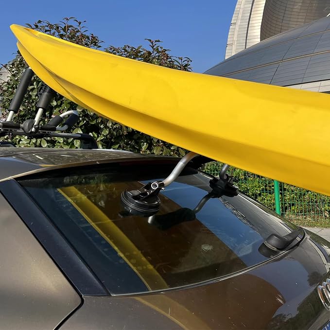 Kayak Roof Rack, Aluminum Kayak Carrier Folding J-Style Universal 4-in-1 Multifunction with Kayak Roller and Car Door Step for Canoe, SUP, Kayaks, Surfboard Rooftop Mount on SUV Car Truck Crossbars