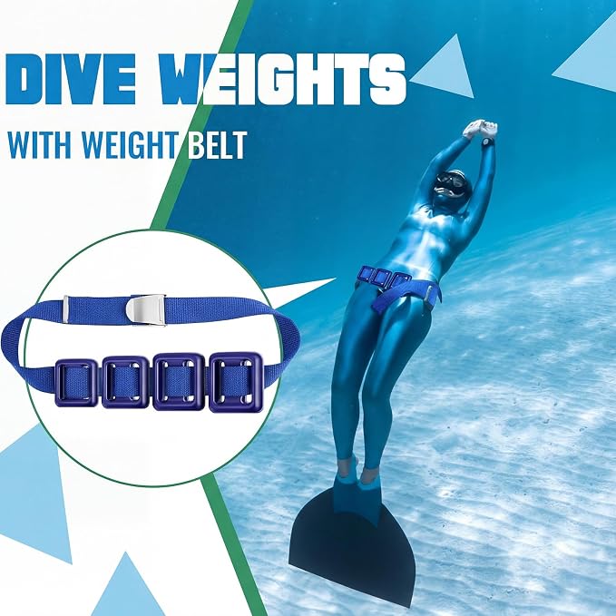 Tellegloww 4 Pcs Dive Weights Belt for Scuba Diving Coated Dive Weights Nylon Dives Belt with 1 Metal Quick Release Buckle for Free Diving Spear Fishing
