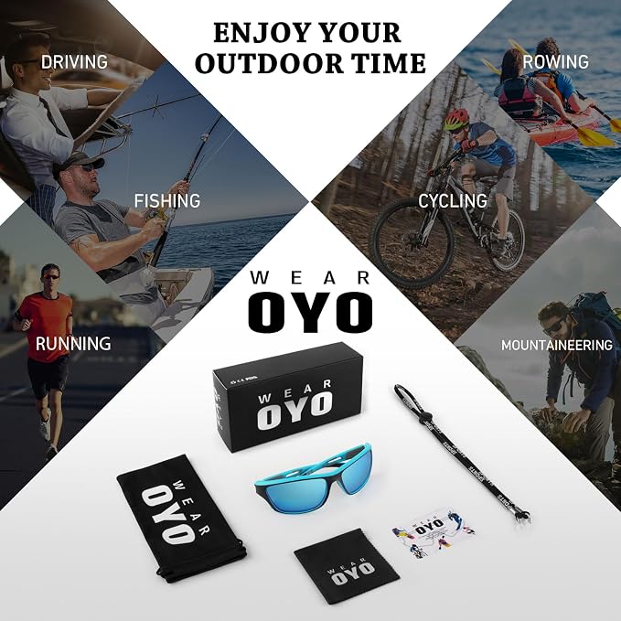 WEAROYO Polarized Sports Sunglasses for Men Women,Fishing Driving Rectangular Goggles UV400 Protection