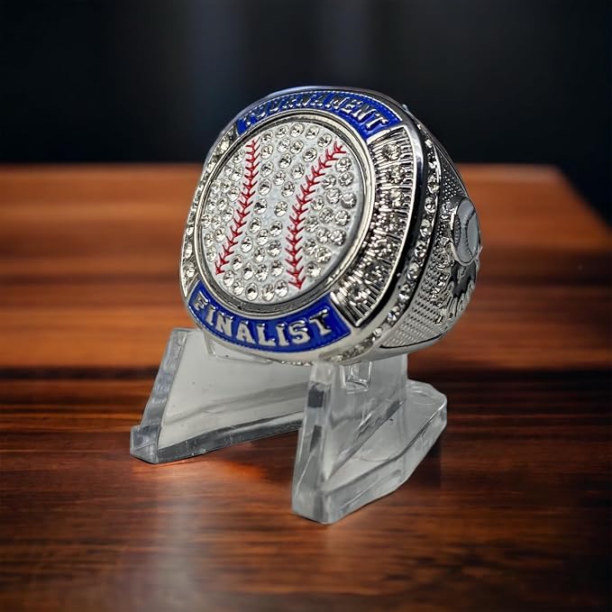 Legacy Rings 1 or 12 Pack Softball Baseball Championship Trophy Ring Tournament Champions or Finalists Silver-Tone Clear