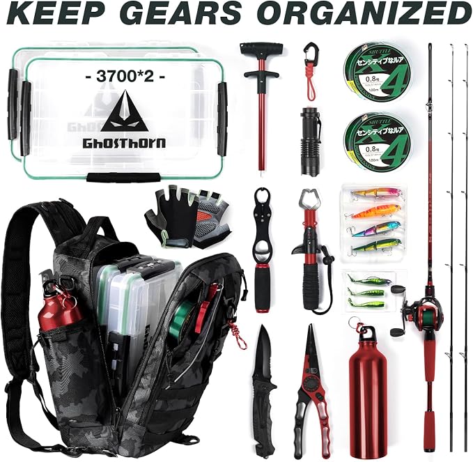 Ghosthorn Fishing Backpack Waterproof Tackle Bag Sling Bag Gift