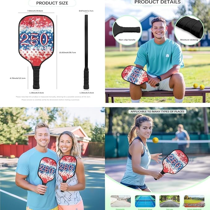 Pickleball Paddles Set 3PCS Pickleball Paddle Case Pickleball Racket Pickleball Bag Ideal for Beginners Gifts