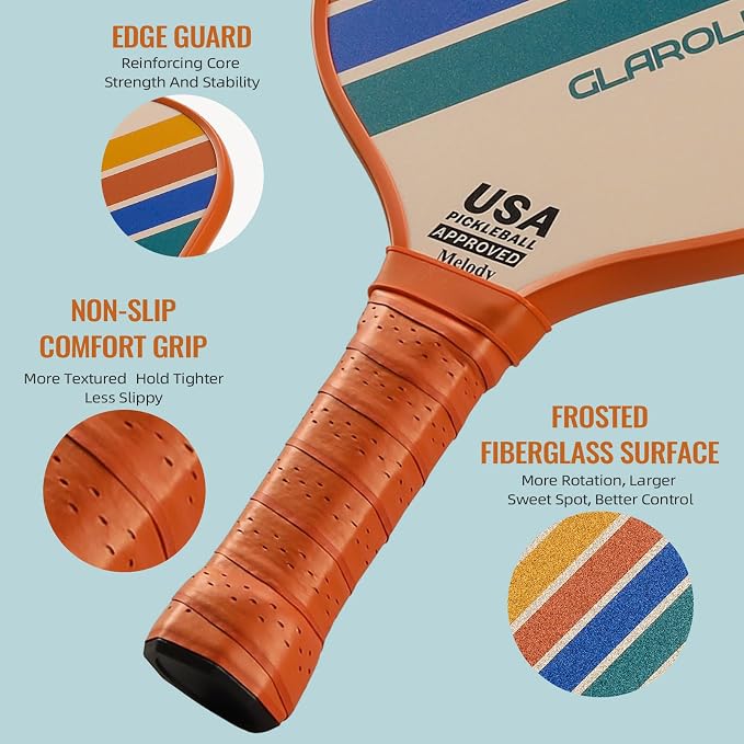 Pickleball Paddles Set of 2 | 4 Pickleball Rackets, USAPA Approved Pickleball Set, Fiberglass | Carbon Fiber Surface & 13 mm PP Honeycomb Core,4 Indoor & Outdoor Pickle Balls