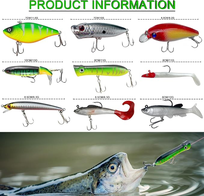 Fishing Lures Kit with Tackle Box Included Crankbait, Minnow, Spinnerbaits, Spoons, Soft Lures, Jigs, Hooks, Bait Rigs, Weights Sinkers, Topwater Lures Freshwater Saltwater 346/353Pcs