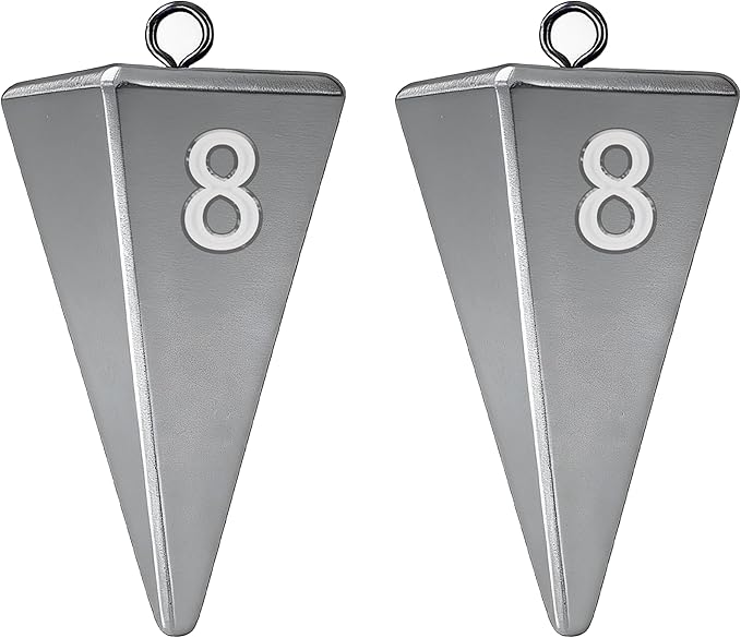 Pyramid Sinkers Fishing Weights, Saltwater Fishing Sinkers for Surf Fishing Gear Tackle - 1oz, 2oz, 3oz