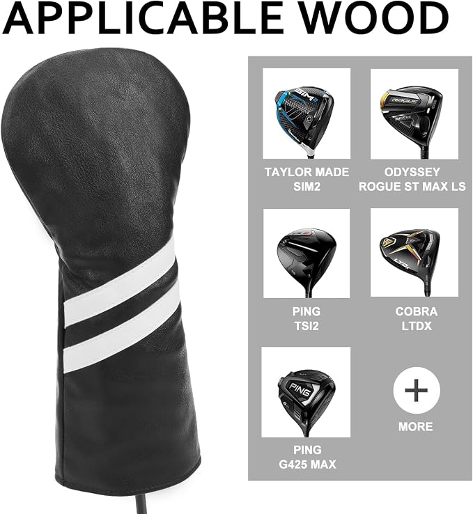 Headcovers, Leather Golf Club Covers, 1pc or 3pcs Set Lucky Clover Driver Headcover, 3 Wood Head Cover, Hybrid Rescue UT Headcover, Classic Golf Accessories