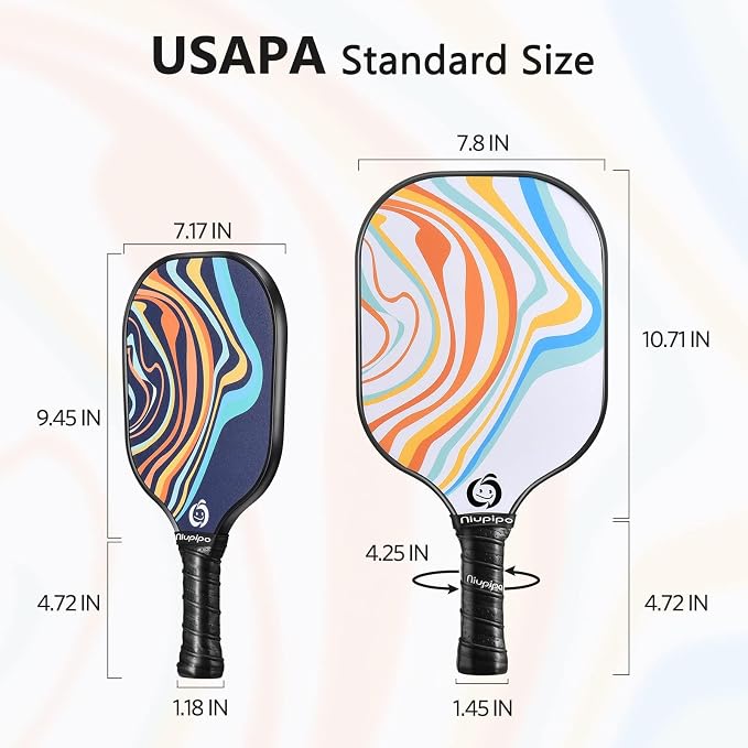 niupipo Pickleball Paddles Set of 2 or 4, USAPA Approved Fiberglass Pickleball Paddle Set with Balls and Bag, Polypropylene Honeycomb Core, Lightweight Pickleball Paddles for Beginners Men Women