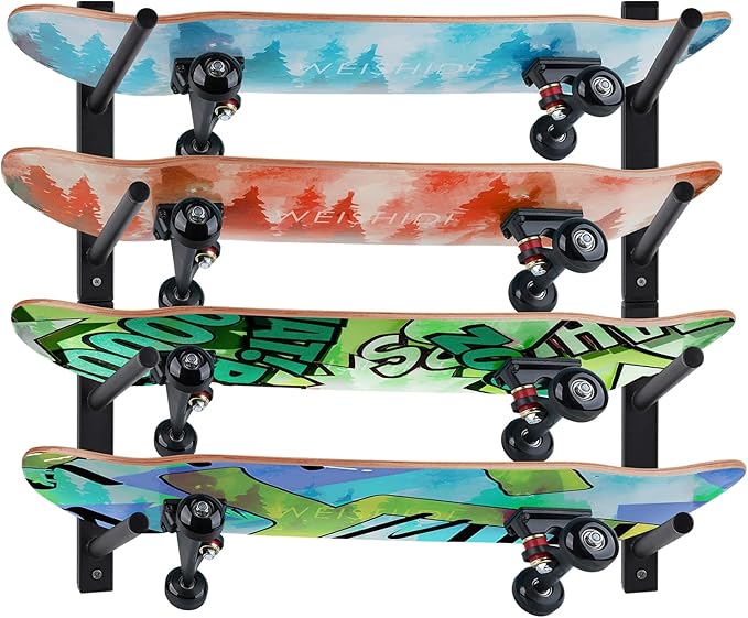 Bijun Skateboard Wall Mount | Horizontal Snowboard Wall Mount, Skateboard Storage Hanger for Garage, Bedroom, Home Display & Organization