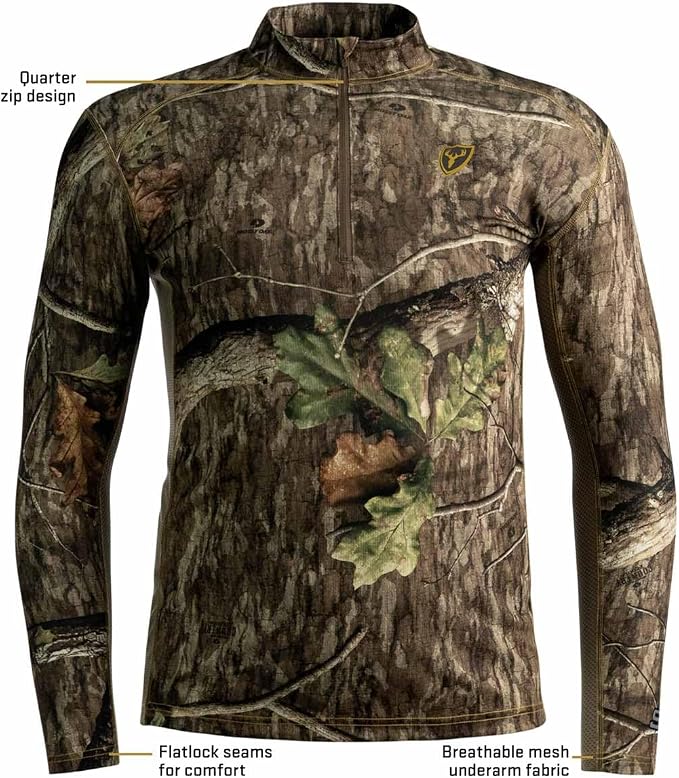 SCENTBLOCKER Angatec Long Sleeve 1/4 Zip Performance Shirt Mens Camo Hunting Clothes