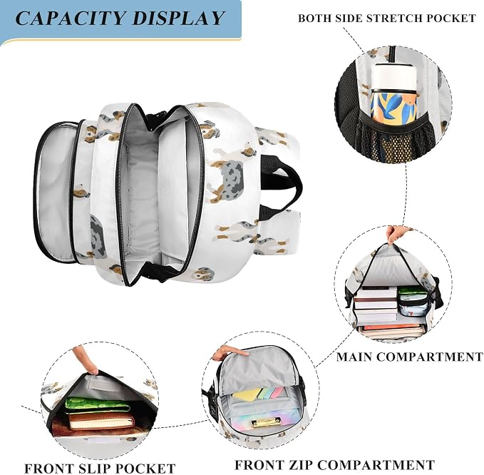 Fisyme Australian Shepherd Dog School Backpack Laptop Backpack Bags Bookbag Travel Casual Computer Notebooks Daypack