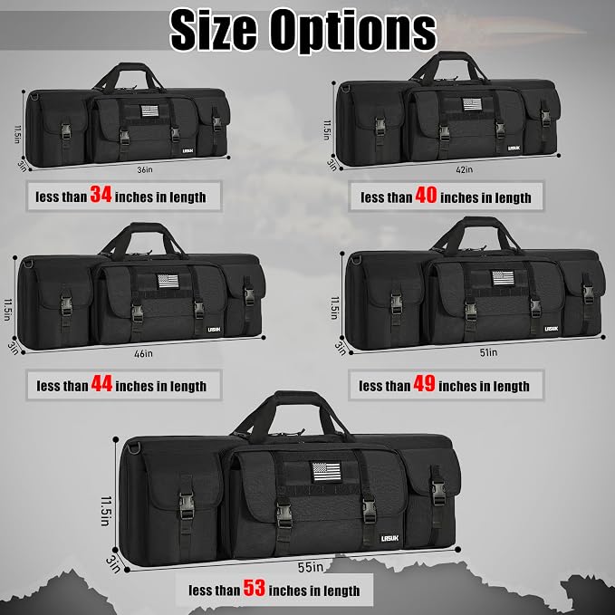 28" 32" 36" 42" 46" 48" 51" 55" Soft Double Rifle Bag, Portable Long Rifle Bag for Outdoor Hunting Shooting, Gun Case Storage & Transportation, with Multiple Colors