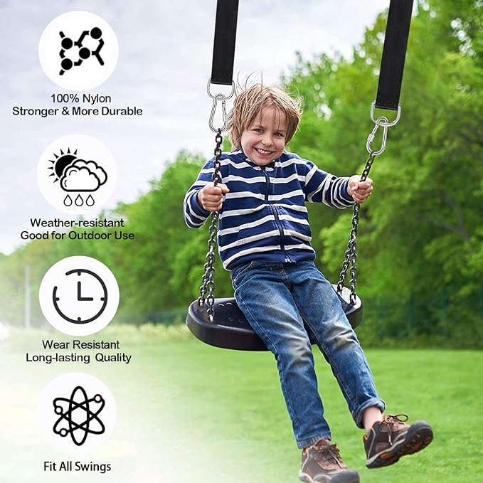 Tree Swing Straps Hanging Kit (Set of 2), 3FT/8FT/10FT/20FT/30FT Tree Swing Straps Holds 5000 lbs with Tree Protector, Heavy Duty Carabiner and Swivel Perfect for Swings & Hammocks(8 FT)