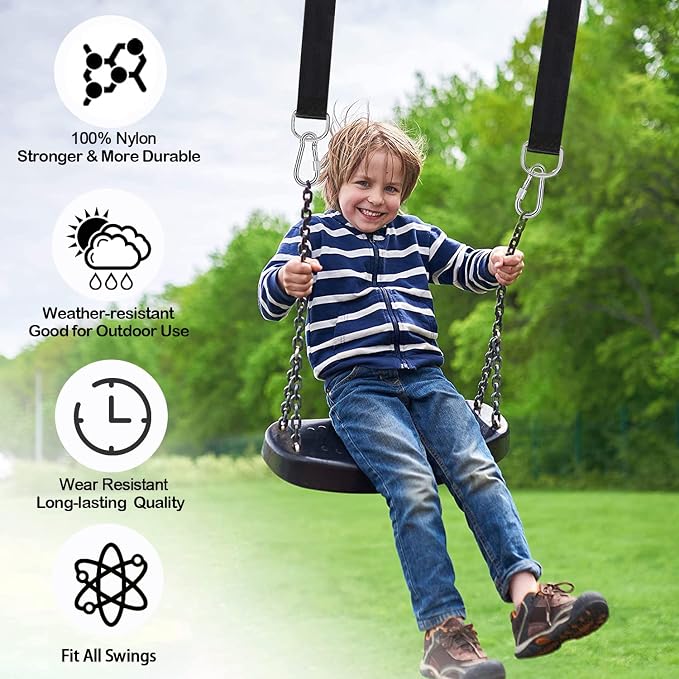 Tree Swing Straps Hanging Kit (Set of 2), 3FT/8FT/10FT/20FT/30FT Tree Swing Straps Holds 5000 lbs with Tree Protector, Heavy Duty Carabiner and Swivel Perfect for Swings & Hammocks(20 FT)