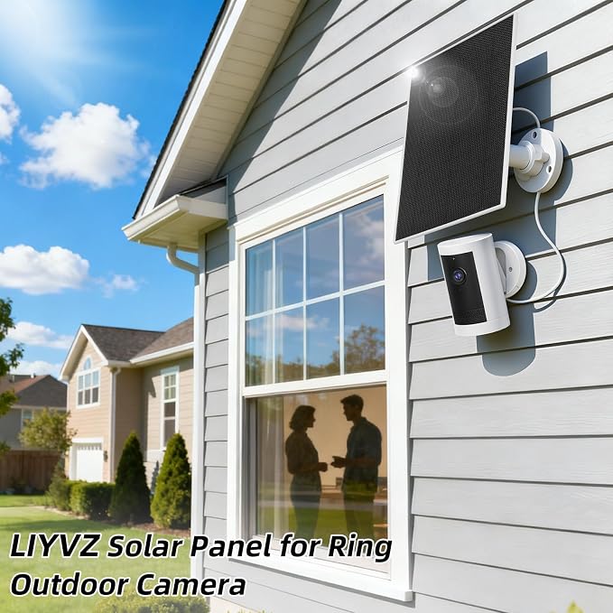 LIYVZ 5W Solar Panel for Ring with 8000mAh Battery, Compatible with Ring Spotlight Cam Plus & Stick Up Camera Solar Panel for Ring Camera, 2 Pack