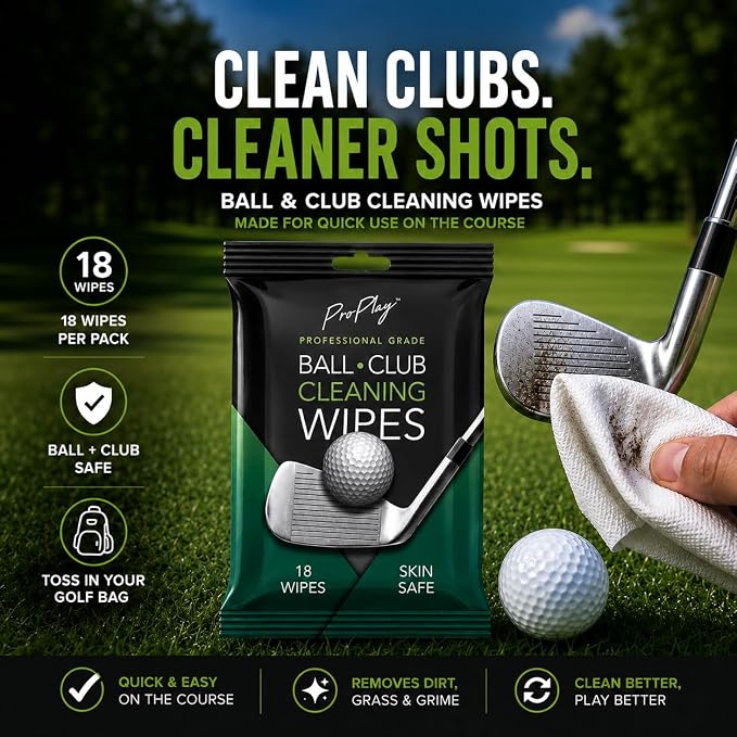 ProPlay Ball & Club Cleaning Wipes | Powerful Cleaner Removes Dirt, Grass, and Sand | Convenient, Resealable Pack - Unscented 24 Pack
