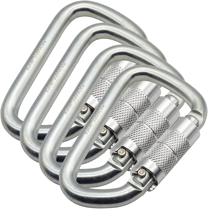 Auto Locking Carabiner 30KN=6500lbs Heavy Duty Large Clip Climbing Carabiner Twist Lock Carabiners for Rock Climbing, Camping, Gym,Rescue (CE Rated,D Shape)