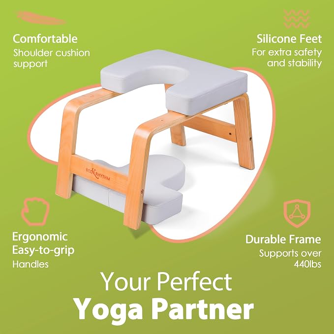 BODY RHYTHM Yoga Headstand Bench, Yoga Inversion Chair, Headstand Trainer for Relieve Stress, Improve Sleep & Digestion and Strength Training, Ideal for Home Workout, Fitness and Gym