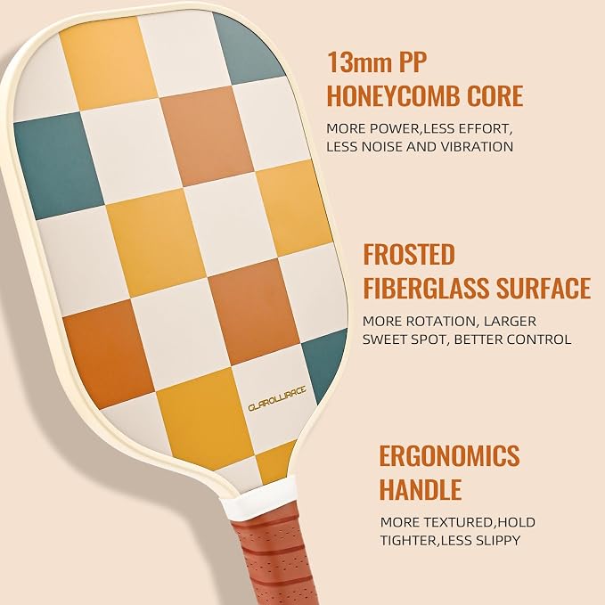 Pickleball Paddles Set of 2 | 4 Pickleball Rackets, USAPA Approved Pickleball Set, Fiberglass | Carbon Fiber Surface & 13 mm PP Honeycomb Core,4 Indoor & Outdoor Pickle Balls