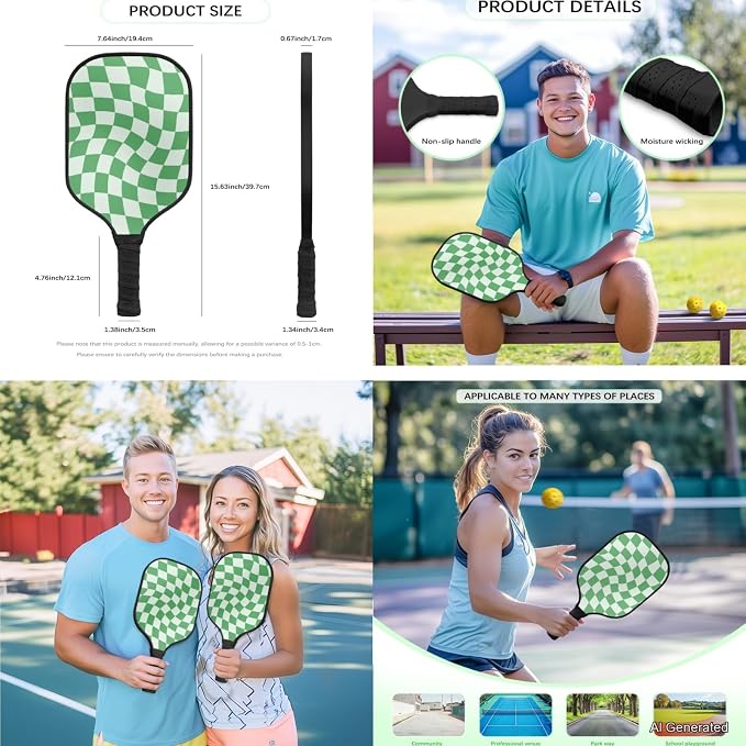 Pickleball Paddles Set 3PCS Pickleball Paddle Case Pickleball Racket Pickleball Bag Ideal for Beginners Gifts