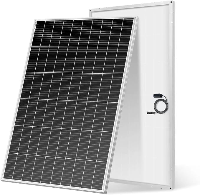 DOKIO 200W 18V Monocrystalline Solar Panel for 12V Battery Charging, Aluminum Frame, MC4 Connector, Pre-Drilled Holes, for Rooftop RV Boat Farm Off-Grid Power