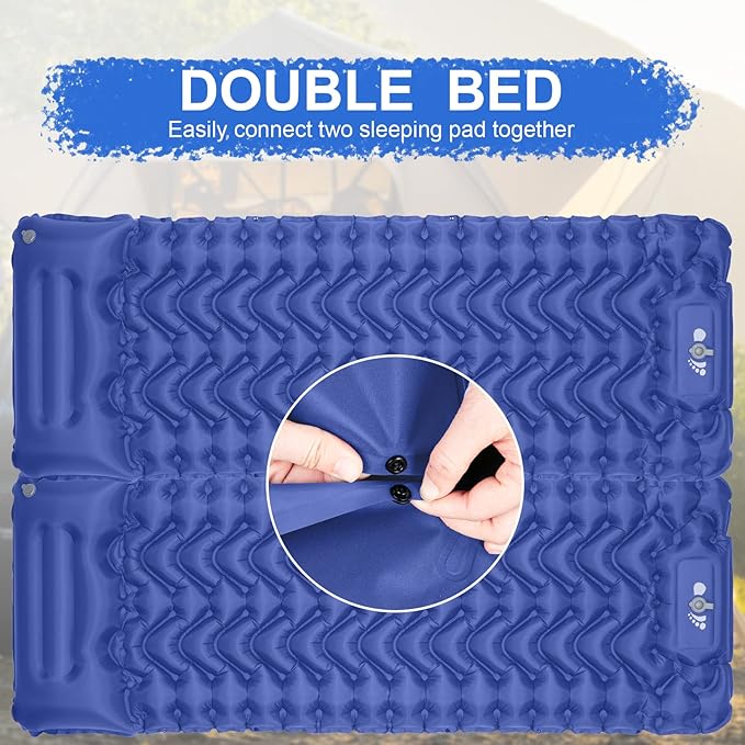 MOXILS Sleeping Pad, Ultralight Inflatable Sleeping Pad for Camping, Built-in Pump, Ultimate for Camping, Hiking, Airpad, Carry Bag, Repair Kit, Compact & Lightweight Air Mattress(Blue)