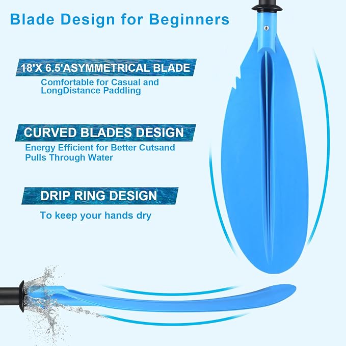 Kayak Paddles with Paddle Leash, Kayaking Oars 70in/178cm-97in/246cm Kayaking Canoeing Boating for Surfing Oar Fishing Lightweight Paddling Blades Kayak Paddles for Adults Heavy-Duty and Durable