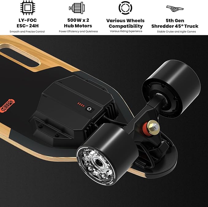MEEPO Campus V3 Series/Envy Electric Skateboard with Remote, Top Speed Up to 29 Mph, 4 Speed Smooth Braking, Easy Carry Handle Design, Suitable for Adults & Teens