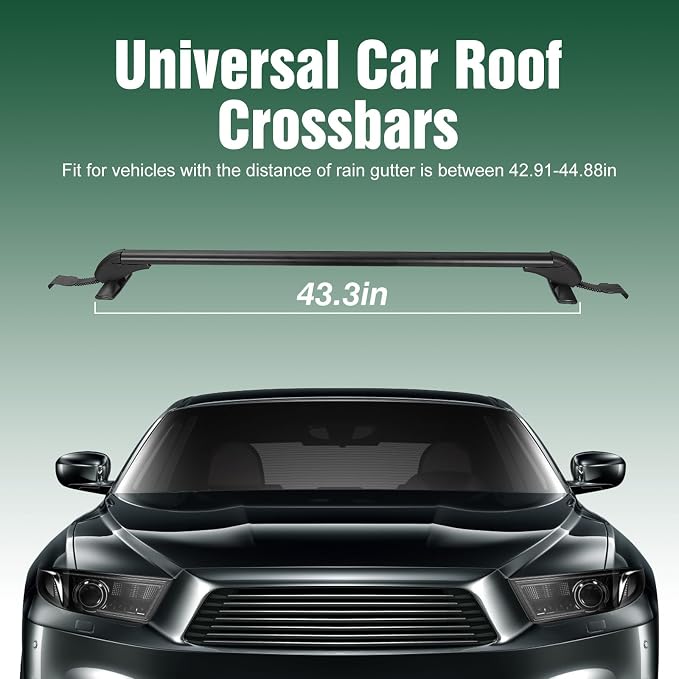 Universal Car Roof Rack w/Anti-Theft Lock, 43" Aluminum Alloy Heavy Duty Rooftop Cargo Carrier Luggage Holders Brackets Cross Bars w/ 165LBS Capacity for Kayaks Surfboards Bikes Baskets Tools