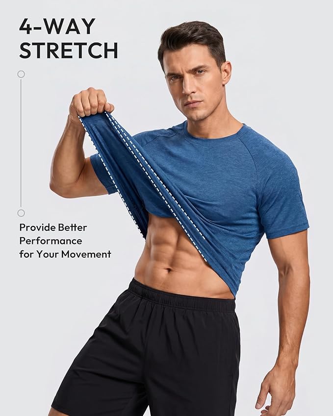 BALENNZ Workout Shirts for Men, Moisture Wicking Quick Dry Active Athletic Men's Gym Performance T Shirts