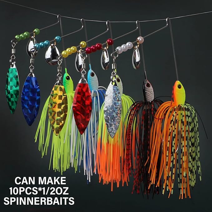 Dovesun Fishing Lure Making Kit DIY Spinner Making Kit, Inline Spinner Baits for Bass Fishing Trout Salmon Freshwater Gift for Men 228pcs/155pcs/107pcs