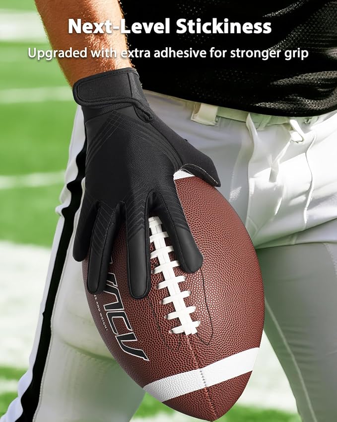 RIGWARL Football Gloves Adult Men, Youth Kids Football Gloves with Super Sticky Grip, Receiver Glove Adult Youth Kids Best Gift for Father‘s Day
