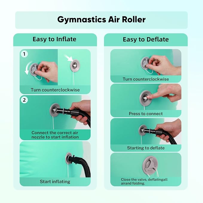 Inflatable Gymnastics Air Roller Tumbling Barrel with Electric Pump for Back Handspring Training and Cheerleading Home Use Gymnastics Equipment Air Track Tumble Mat