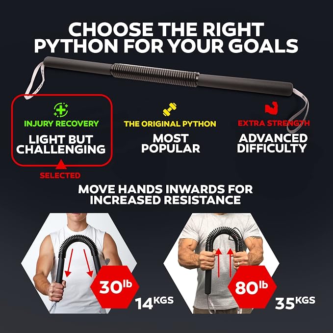 Python Power Twister Bar - Upper Body Exercise for Chest, Shoulder, Forearm, Bicep and Arm Strengthening Workout Equipment by Core Prodigy