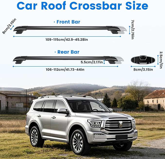 KOCASO Roof Rack Cross Bars Fit for Ford Bronco Sport 2021-2026 On-Road Off-Road Aluminum Lockable Car Roof Crossbar Set for Factory Raised Side Rails 396LBS Capacity for Luggage Kayak Bike