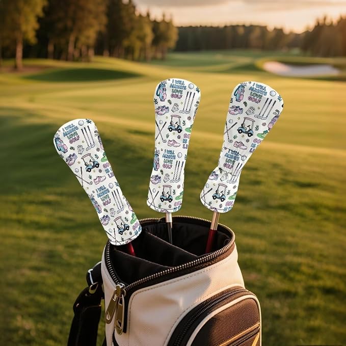 Rnyleeg Golf Club Head Covers for Women Driver Head Cover Leather Fairway Wood Headcover Hybrid Headcovers for Golf Clubs