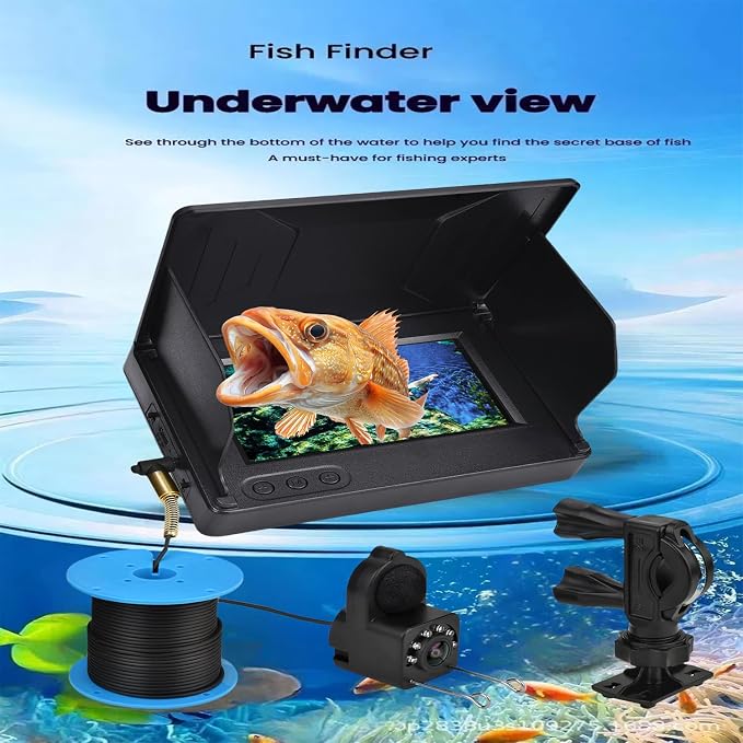 Fishing Camera Waterproof Fish Finder with Enhanced Vision Ultra-Wide Lens, Underwater Fish Finder for Ice, Lake Offshore Angling,8000mAH IP68 Waterproof Underwater Camera for Fishing, 4.3-Inch-30M