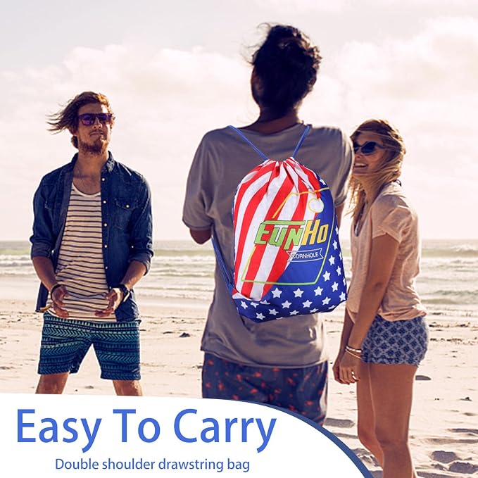 EunHo Regulation Cornhole Bags Set of 8 - Dual Sided Slick and Stick Cornhole Bean Bags for Tossing Game Professional All Weather Pro Corn Hole Bags with Tote Bag