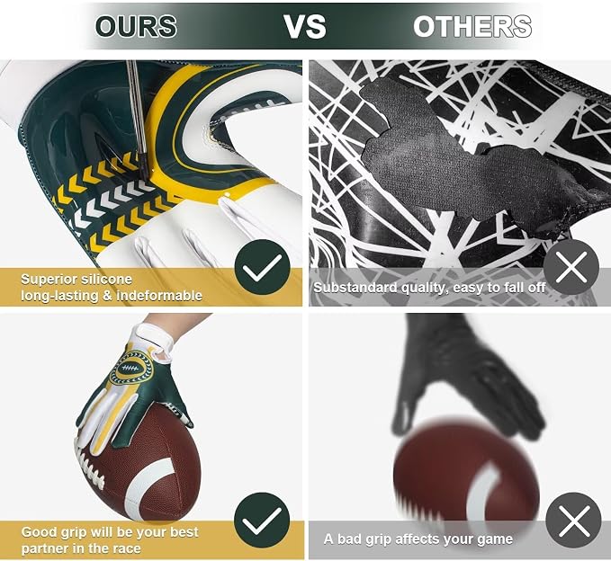 RIGWARL Football Gloves Adult Men, Youth Kids Football Gloves with Super Sticky Grip, Receiver Glove Adult Youth Kids Best Gift for Father‘s Day