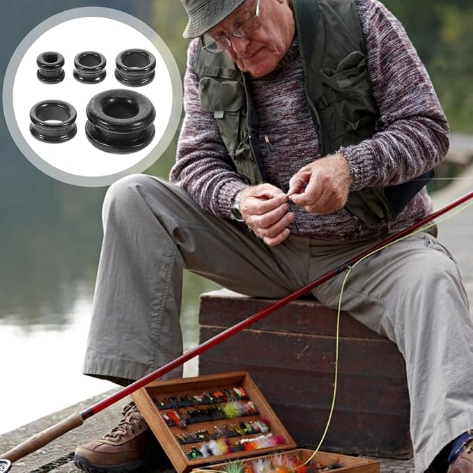Ceramic Guide Ring Replacement Kit for Fishing Rod Repair 5Pcs Solid Ring Inserts for Rod Guide Fix Fishing Eyelets Replacement Lure and Sea Accessories