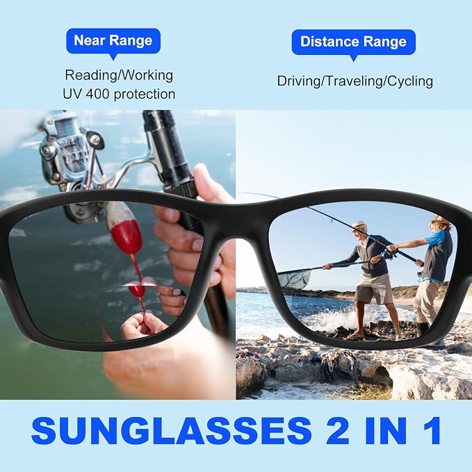Missfive Premium Bifocal Reading Sunglasses Men Lightweight Wrap Around Design Sun Readers, UV Protection, Sports/Outdoor/Driving, 3.5x