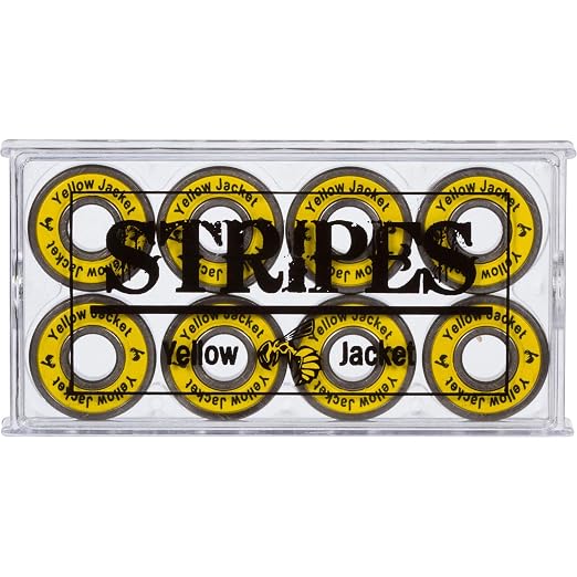 Yellow Jacket Premium Skateboard Bearings, Pro Longboard Bearings, 608, ABEC 9, Yellow Jacket (Pack of 8)