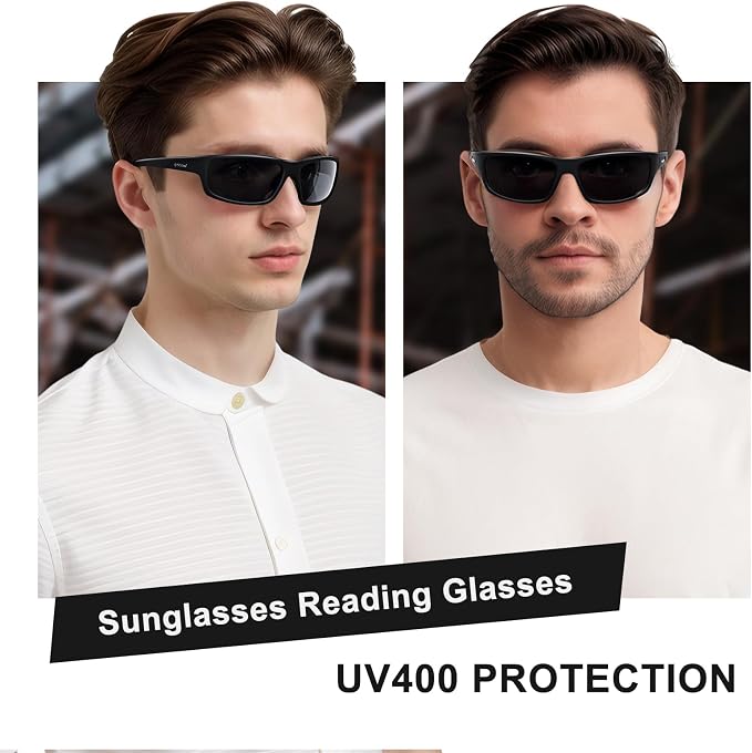 POLARKING Bifocal Reading Sunglasses for Men and Women,Wrap Around Sport Fishing Reader Sun Glasses UV Protection Eyewear