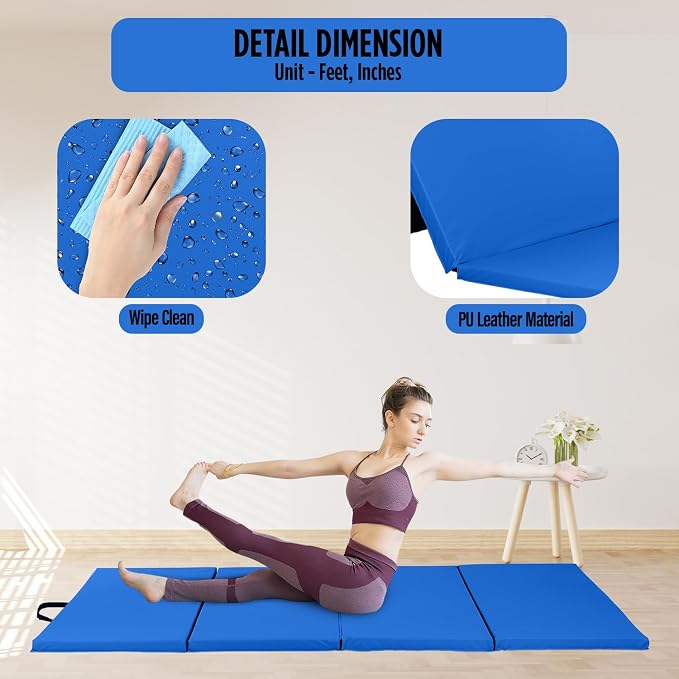Gymnastics Mats Foldable Tumbling Mats Portable Gymnastics Exercise Mat Thick Gymnastics Tumbling Mats Pad Home Exercise Panel Mat With Carrying Handles