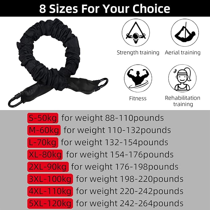PRIOR FITNESS Premium Bungee Cord, Heavy Duty Bungee Fitness Cord,88-264Pounds Resistance Cord Elastic Rope Suspension Workout Fitness Bands for Exercise at Home Gym Include ONLY 1* Extra Bungee Cord