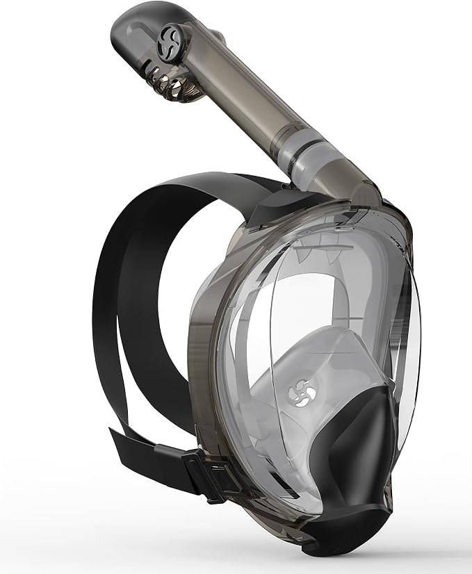 Full Face Snorkel Mask for Adults, 180° Panoramic Anti-Fog Snorkeling Gear with Dry Top System & Camera Mount, Foldable Anti-Leak Design for Travel, Swimming & Ocean Snorkeling