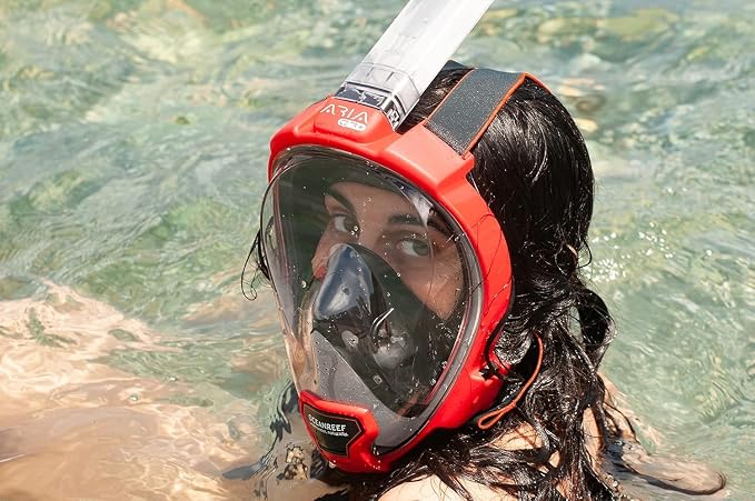 OCEAN REEF - Aria QR + Quick Release Snorkeling Mask - Full Face Snorkeling Mask - 180 Degree Underwater Vision - 8 Colours and 4 Sizes