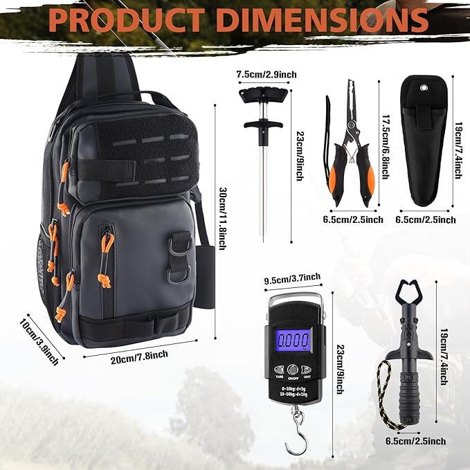 Hikary Fishing Backpack with Tackle Boxes,Fishing Tool Kit,Lightweight Outdoor Water-Resistant Fishing Shoulder Bag with Rod Holder Fisherman Gift Saltwater Freshwater